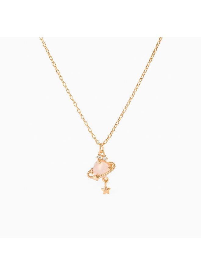 NIBEMINENT - Fashion Creative Design Sense Planet Saturn Ring Necklace Planetary Pendant Clavicle Chain Cross Border Wind Jewelry Women - Image 1
