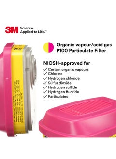 3M 3M P100 Respirator Cartridge/Filter 60923, 1 Pair, Helps Protect Against Organic Vapors, Acid Gases, and Particulates  - Image 2