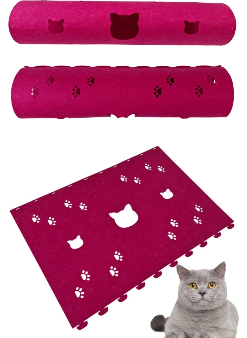 Cat Tunnel Toy Made of 1st Quality 3mm Felt, 9 Color Options, 98 cm with Cat and Paw Figures - pzsku/Z3C2243F77AB0C9AA6726Z/45/_/1728052340/63c39fe4-b053-405a-9134-e567d6205775