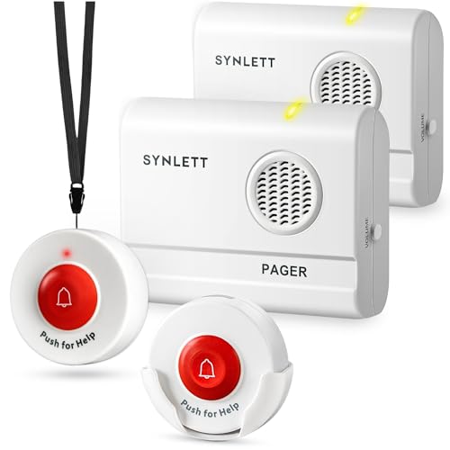 SYNLETT Caregiver Pager Call Button Wireless Call Bell Alert Buttons for Patients Elderly Seniors Home Portable Nurse Call System Bed Alarm Fall Prevention Emergency - Image 1