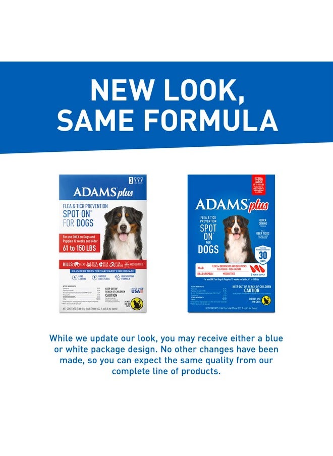 ADAMS Adams Plus Flea & Tick Prevention Spot On for Dogs 61-150 Pounds, 12 Weeks & Older, 3-Month Supply, Kills Fleas, Flea Eggs, Flea Larvae & Brown Dog & Deer Ticks, Kills & Repels Mosquitoes For 30 Days  - Image 2