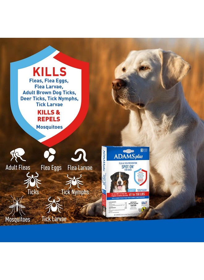ADAMS Adams Plus Flea & Tick Prevention Spot On for Dogs 61-150 Pounds, 12 Weeks & Older, 3-Month Supply, Kills Fleas, Flea Eggs, Flea Larvae & Brown Dog & Deer Ticks, Kills & Repels Mosquitoes For 30 Days  - Image 3