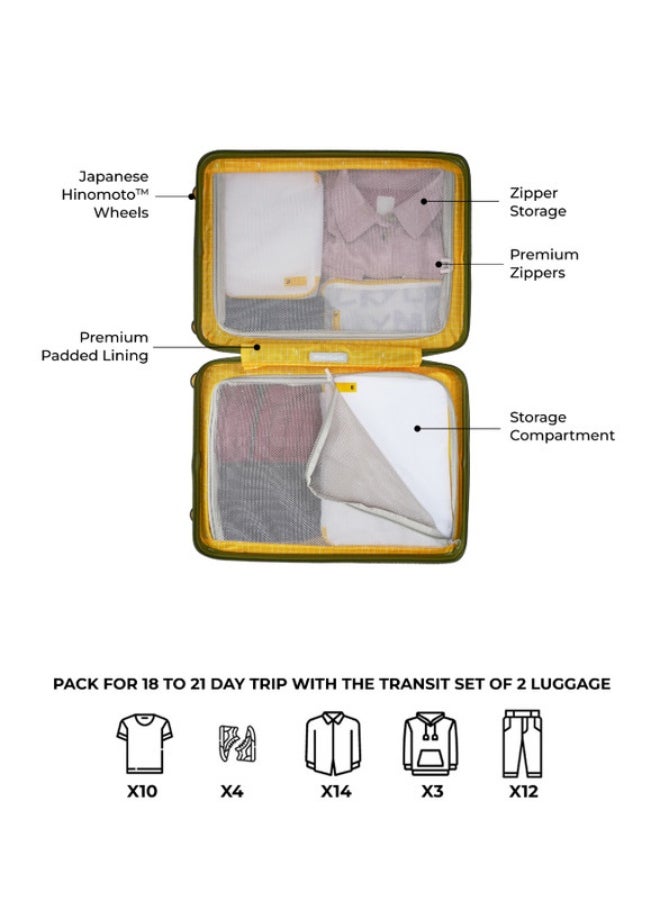 Mokobara - MOKOBARA The Transit Set of 2 Luggage Polycarbonate Cabin Check-in Hardsided Suitcase With Built In Tsa Lock Travel Suitcase (Black) - Image 1