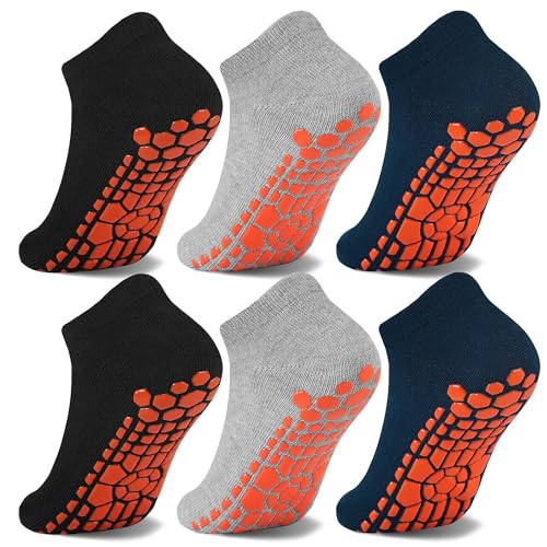 Tphon Boys Non Slip Trampolines Socks with Grips Ankle Socks for Toddler Girls Low Cut Athletic Socks for Sports Games 6 Pairs - Image 1