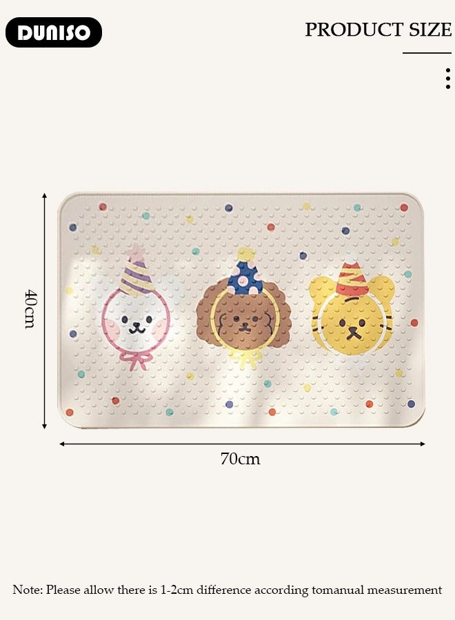 DUNISO حصيرة استحمام غير قابلة للانزلاق، حصيرة استحمام ناعمة مع أكواب شفط قوية، حصيرة استحمام سهلة التنظيف مع طبعات حيوانات، حصيرة استحمام لحمام الدش وحوض الاستحمام والحمام - Image 4