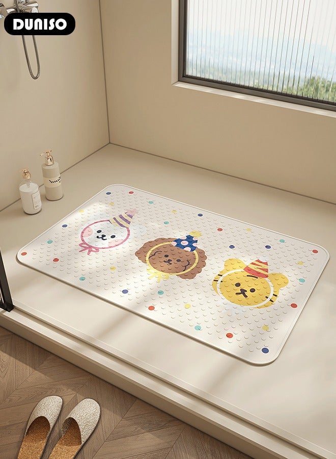 DUNISO حصيرة استحمام غير قابلة للانزلاق، حصيرة استحمام ناعمة مع أكواب شفط قوية، حصيرة استحمام سهلة التنظيف مع طبعات حيوانات، حصيرة استحمام لحمام الدش وحوض الاستحمام والحمام - Image 5