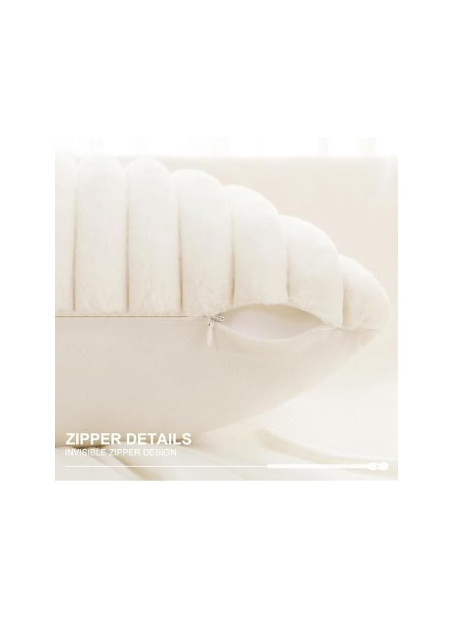 The Bros Faux Fur Plush Throw Pillow Covers 18x18Inch Set of 2 - Soft Fluffy Striped Decorative Pillow Covers Cushion Cases for Sofa, Couch,Bedroom,Living Room (Cream White, 18X18 Inch/45x45cm) - Image 4