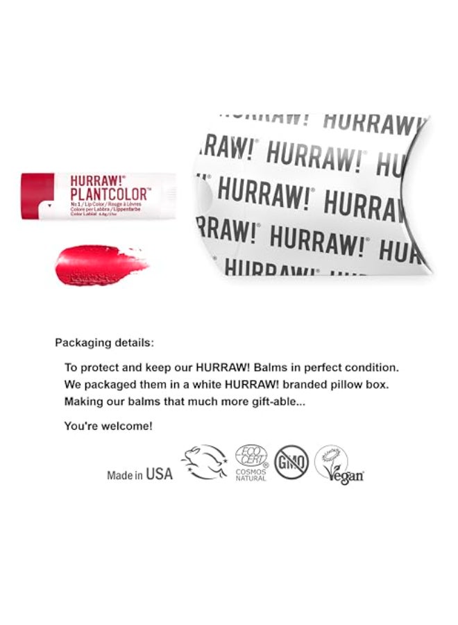 Hurraw! Hurraw Plantcolor Lip Color No 1 Red shade Highly pigmented tinted balm and lipstick alternative Vegan and allnatural Easy application Buildable First of its kind Made in USA - Image 4
