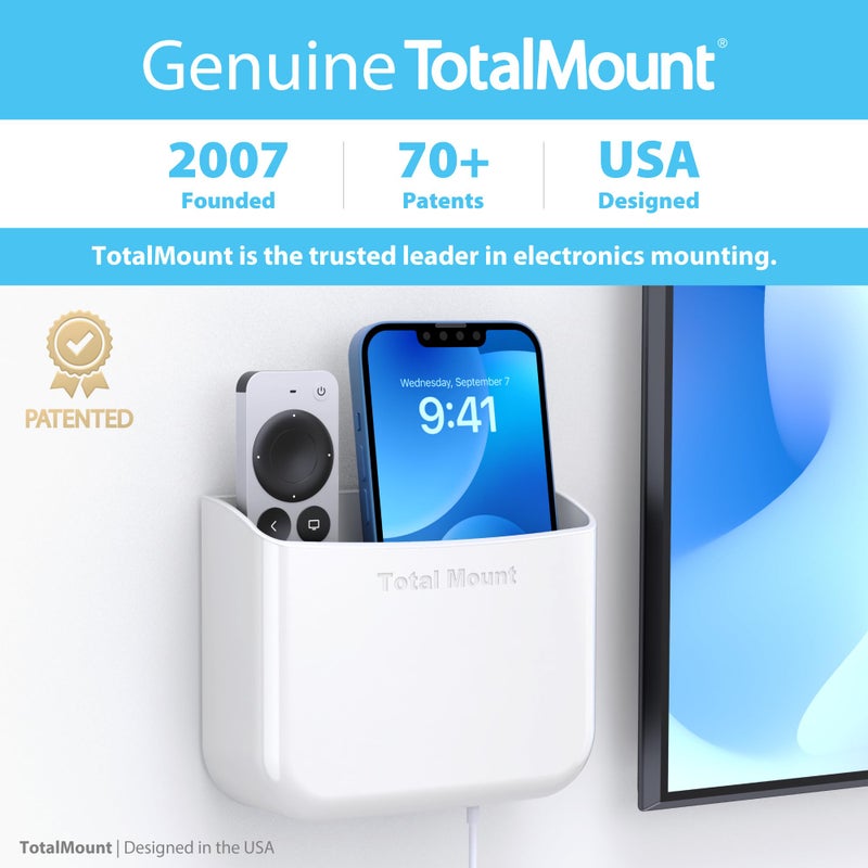 TotalMount Hole-Free Remote Holder â€“ Eliminates Need to Drill Holes in Your Wall (for 2 or 3 Remote Controls â€“ White â€“ Quantity 1) - Image 5