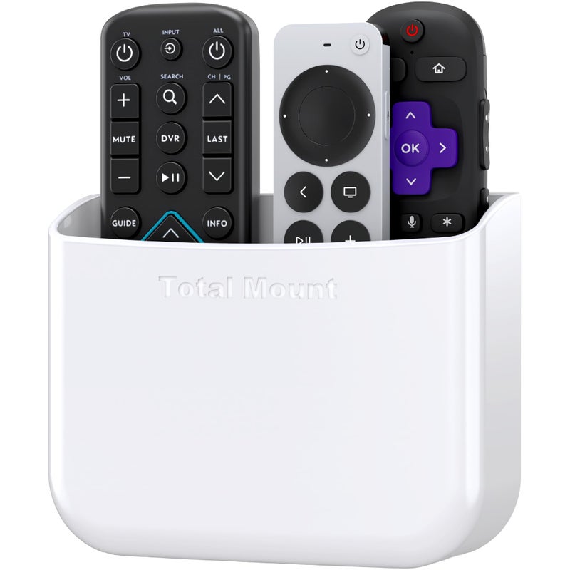 TotalMount Hole-Free Remote Holder â€“ Eliminates Need to Drill Holes in Your Wall (for 2 or 3 Remote Controls â€“ White â€“ Quantity 1) - Image 1