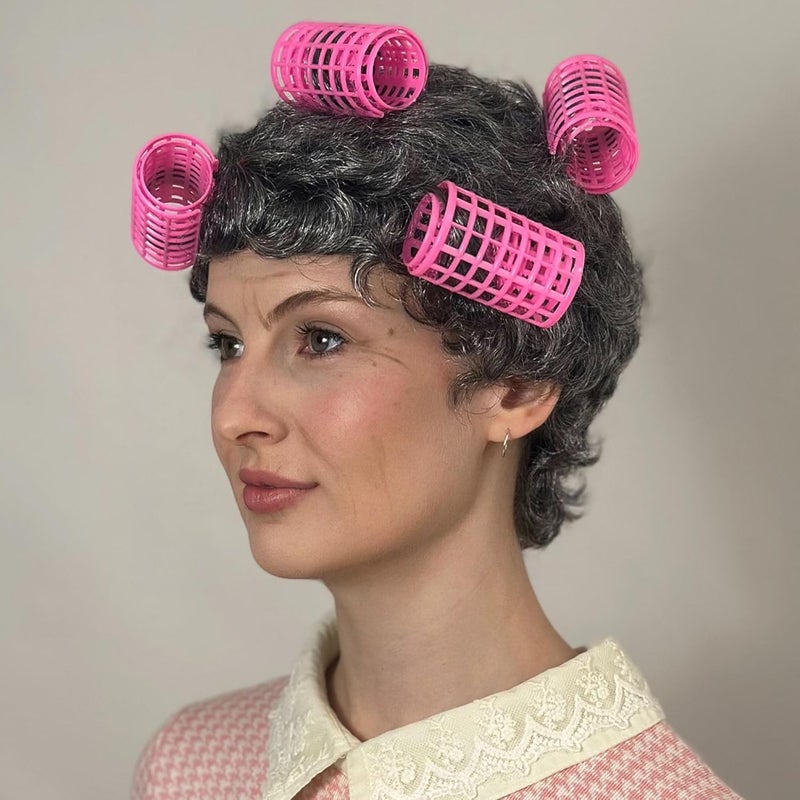 ALLAURA Retro Grey Housewife with Curlers - Old Lady Wig Grandma Granny Costume for Girls Fits All Adults Women - Image 3
