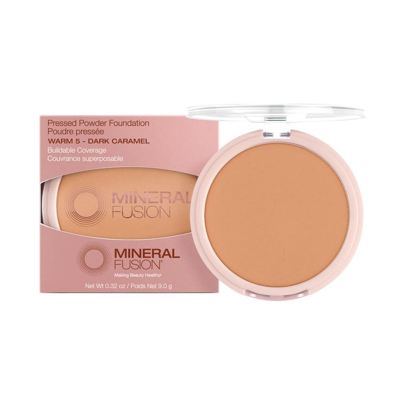 Mineral Fusion Pressed Powder Foundation, Warm 5 - Tan Skin w/Golden Undertones, Age Defying Foundation Makeup with Matte Finish, Talc Free Face Powder, Hypoallergenic, Cruelty-Free, 0.32 Oz - Image 1