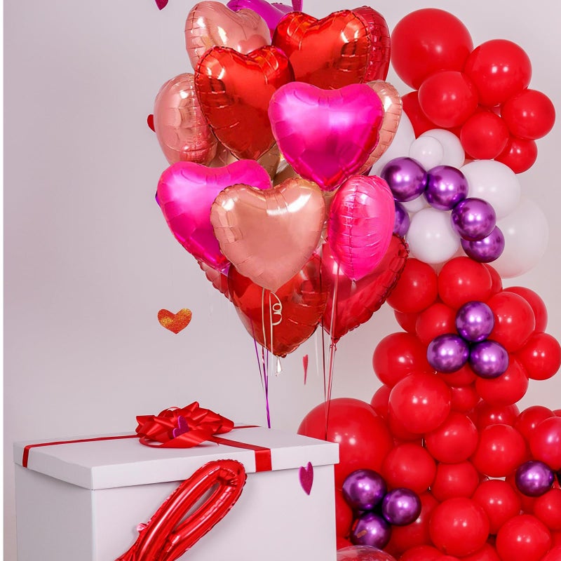 Oarkive 15pcs Valentines Balloons Heart Shaped Balloons Valentines Day Heart Balloons Heart Foil Balloons Metallic Mylar Heart Balloons for Wedding Birthday Heart Party Decor Heart Baby Shower Decorations - Image 3
