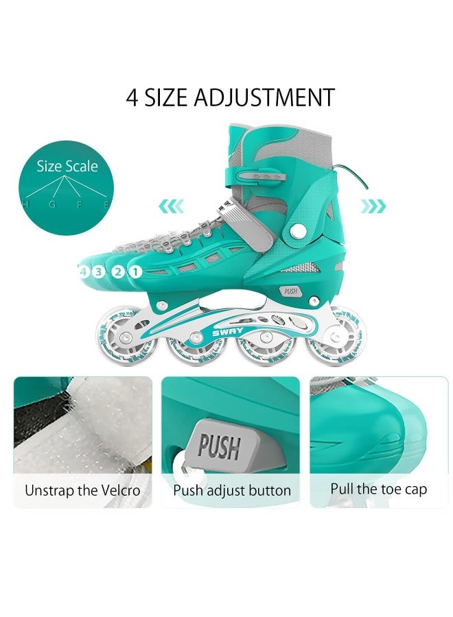 Women's Inline Skates for Girls, Fully Protective Case, Adjustable Size Inline Skates with Light-Up Wheels, Children's Boys' Inline Skates - Image 3