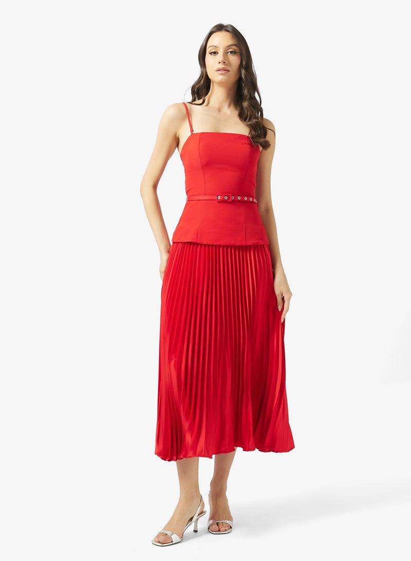 Style Cheat Belted Plaeted Maxi Dress - Image 1