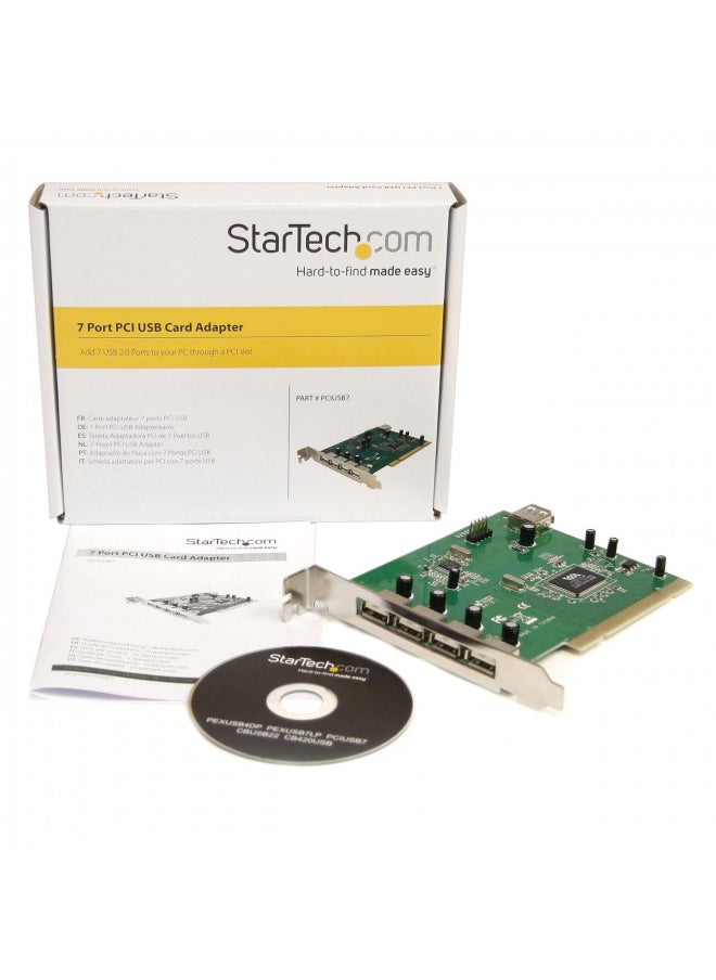 StarTech.com 7 Port PCI USB Card Adapter - PCI to USB 2.0 Controller Adapter Card - Full Profile Expansion Card (PCIUSB7) - pzsku/Z3C22CA45AC43C571BE79Z/45/_/1732280676/0d939476-4ffa-4317-b046-7d1886c61645