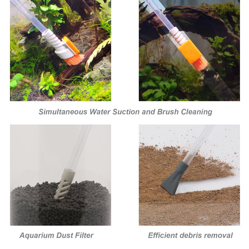 AREPK Compact Aquarium Siphon Vacuum and Water Changer Kit with Cleaning Brush. Perfect for Simultaneous Water Changing and Cleaning in Small Fish Tanks. Gravel and Sand Cleaning. - Image 3