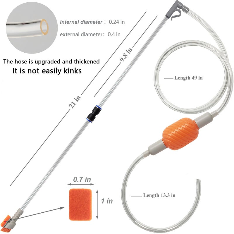 AREPK Compact Aquarium Siphon Vacuum and Water Changer Kit with Cleaning Brush. Perfect for Simultaneous Water Changing and Cleaning in Small Fish Tanks. Gravel and Sand Cleaning. - Image 4