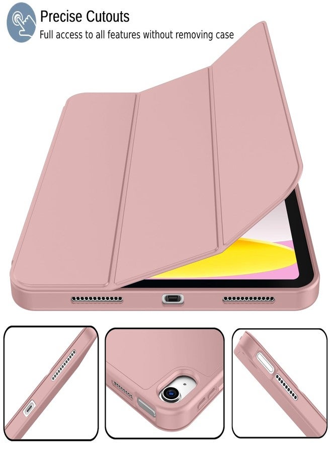 iMieet جراب iMieet الجديد لجهاز iPad من الجيل العاشر 2022 مقاس 10.9 بوصة مع حامل قلم، جراب ذكي ثلاثي الطي مع ظهر TPU ناعم، خاصية التشغيل/الإيقاف التلقائي (لون السلمون الداكن) - Image 2