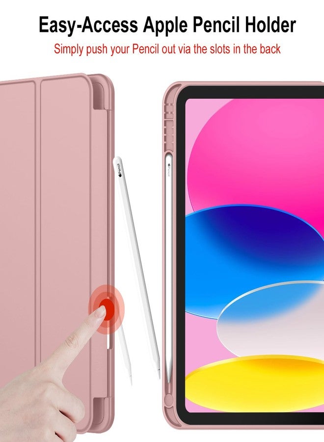 iMieet جراب iMieet الجديد لجهاز iPad من الجيل العاشر 2022 مقاس 10.9 بوصة مع حامل قلم، جراب ذكي ثلاثي الطي مع ظهر TPU ناعم، خاصية التشغيل/الإيقاف التلقائي (لون السلمون الداكن) - Image 5