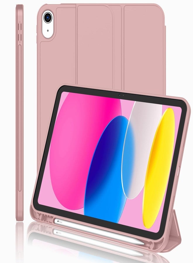 iMieet جراب iMieet الجديد لجهاز iPad من الجيل العاشر 2022 مقاس 10.9 بوصة مع حامل قلم، جراب ذكي ثلاثي الطي مع ظهر TPU ناعم، خاصية التشغيل/الإيقاف التلقائي (لون السلمون الداكن) - Image 1