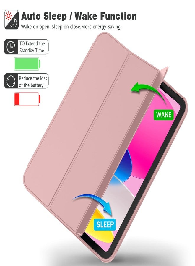 iMieet جراب iMieet الجديد لجهاز iPad من الجيل العاشر 2022 مقاس 10.9 بوصة مع حامل قلم، جراب ذكي ثلاثي الطي مع ظهر TPU ناعم، خاصية التشغيل/الإيقاف التلقائي (لون السلمون الداكن) - Image 3