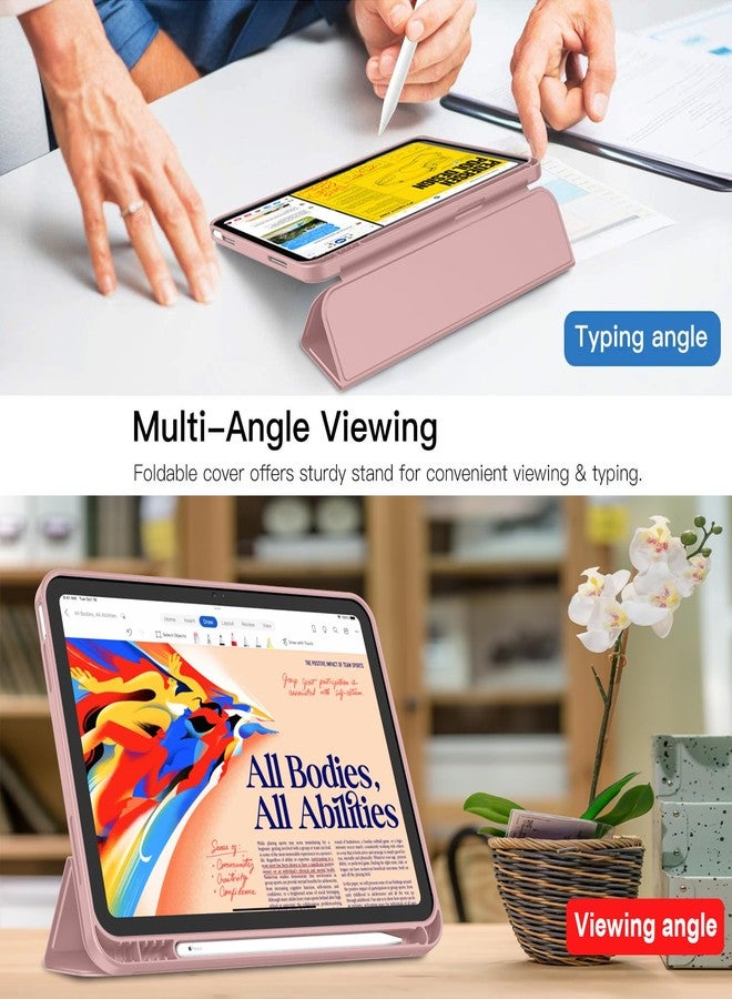 iMieet جراب iMieet الجديد لجهاز iPad من الجيل العاشر 2022 مقاس 10.9 بوصة مع حامل قلم، جراب ذكي ثلاثي الطي مع ظهر TPU ناعم، خاصية التشغيل/الإيقاف التلقائي (لون السلمون الداكن) - Image 4