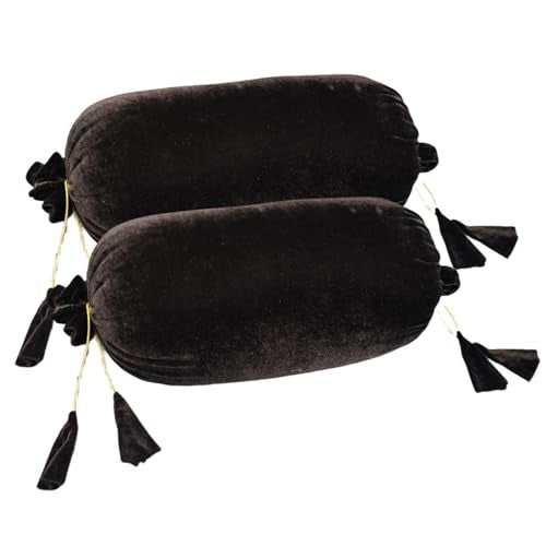 Dulhan Creations Soft and Bright Solid Color Velvet Bolster Cover 2 Pc, 16x32 Wrinkle Free Bed Side Long Decorative Round Cushion Load Pillow Covers Masand Khol for Living Room Diwan Set Bedroom - Image 1