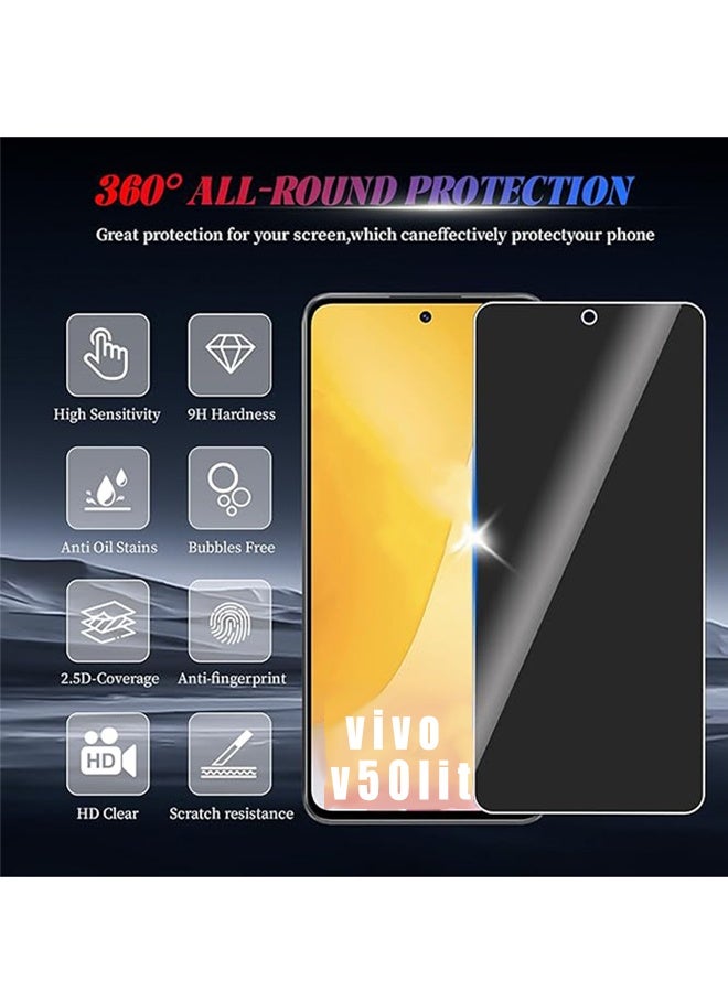 X-level 2Pack Vivo V50 Lite 5G Privacy Screen Protector, 30° Anti Spy, Full Coverage, Easy Installation Anti-Spy & Privacy Protection Anti-Fingerprint & Bubble Free, Case Friendly 9H Tempered Glass, Black Clear - Image 2