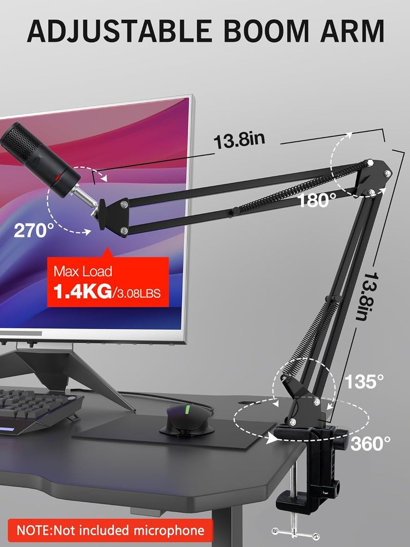 SUNMON SoloCast 2 Mic Arm with Pop Filter Windscreen - Gaming Microphone Stand Compatible with SoloCast 2, Mic Stand with Foam Cover - Image 3