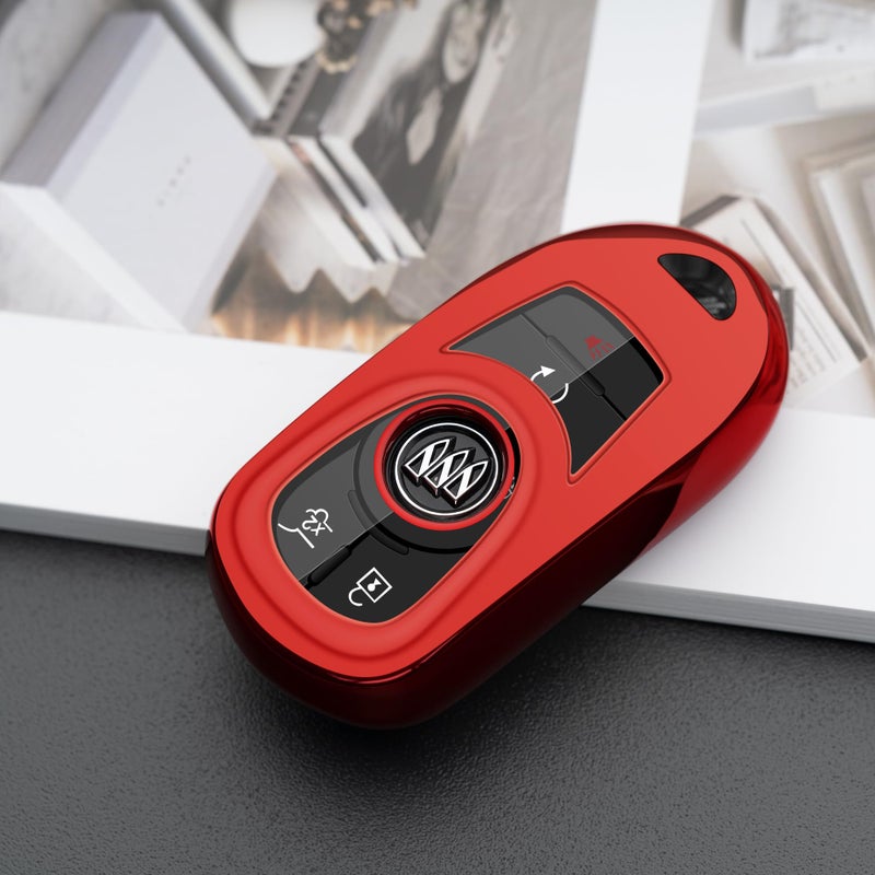 Tengare Buick Key Fob Cover Car Key Protector Case Key Chain Holder Accessories Red - Image 2
