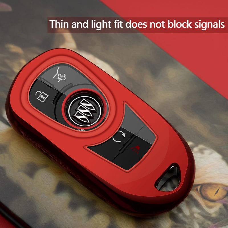 Tengare Buick Key Fob Cover Car Key Protector Case Key Chain Holder Accessories Red - Image 3
