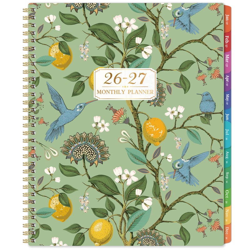Shoparr Monthly Planner 2026-2027 - Planner 2026-2027, JUL 2026 - JUN 2027, 26-27 Monthly Planners 9" x 11" with Colorful Tabs, 12-Month Planner/Calendar with Pocket, Thick Paper, Twin-Wire Binding - Lemon - Image 1