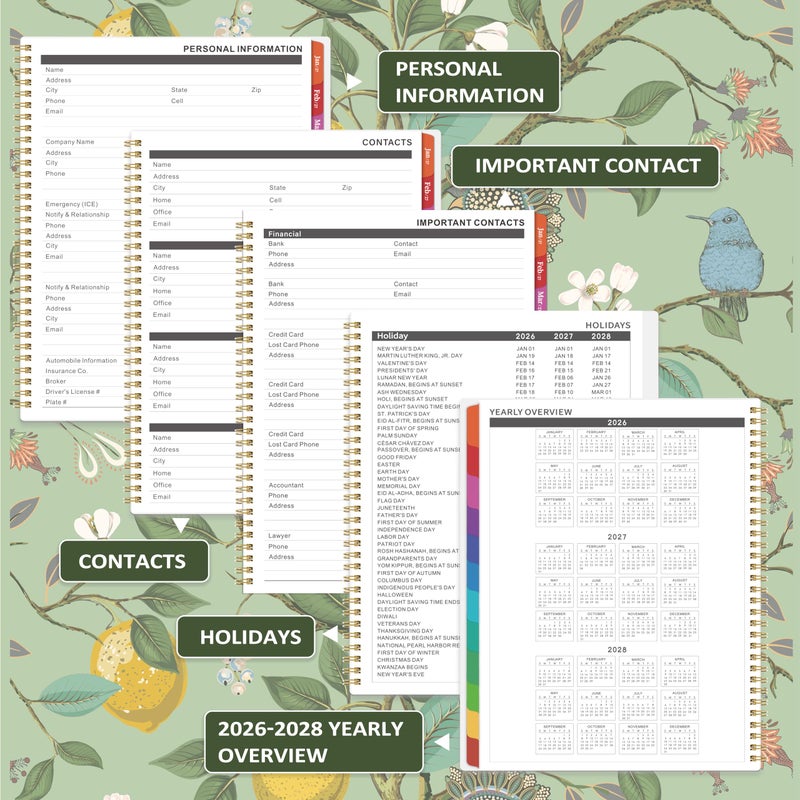 Shoparr Monthly Planner 2026-2027 - Planner 2026-2027, JUL 2026 - JUN 2027, 26-27 Monthly Planners 9" x 11" with Colorful Tabs, 12-Month Planner/Calendar with Pocket, Thick Paper, Twin-Wire Binding - Lemon - Image 4