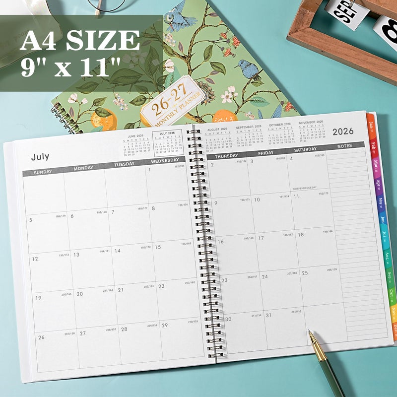 Shoparr Monthly Planner 2026-2027 - Planner 2026-2027, JUL 2026 - JUN 2027, 26-27 Monthly Planners 9" x 11" with Colorful Tabs, 12-Month Planner/Calendar with Pocket, Thick Paper, Twin-Wire Binding - Lemon - Image 5