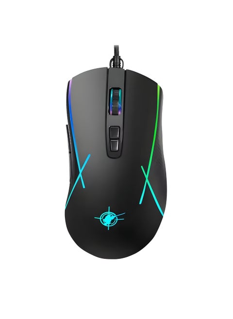 X1 GAME USB Wired Gaming Mouse  with light rainbow, 3200 DPI, Micro Buttons, and Precision Tracking Technology – Black