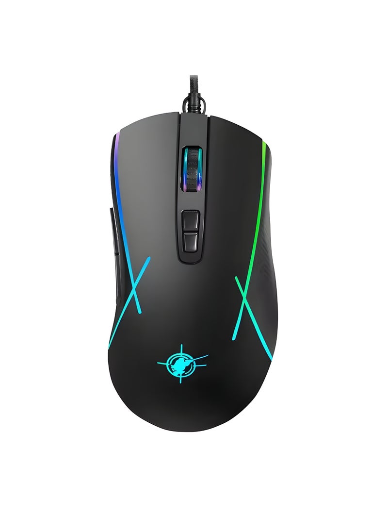 Generic - X1 GAME USB Wired Gaming Mouse  with light rainbow, 3200 DPI, Micro Buttons, and Precision Tracking Technology – Black - Image 1