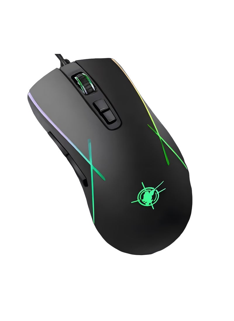 Generic - X1 GAME USB Wired Gaming Mouse  with light rainbow, 3200 DPI, Micro Buttons, and Precision Tracking Technology – Black - Image 1