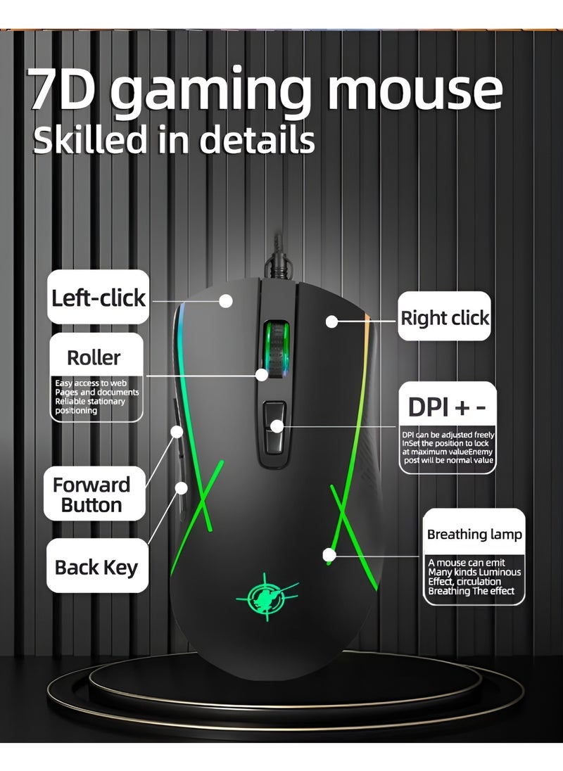 Generic - X1 GAME USB Wired Gaming Mouse  with light rainbow, 3200 DPI, Micro Buttons, and Precision Tracking Technology – Black - Image 1