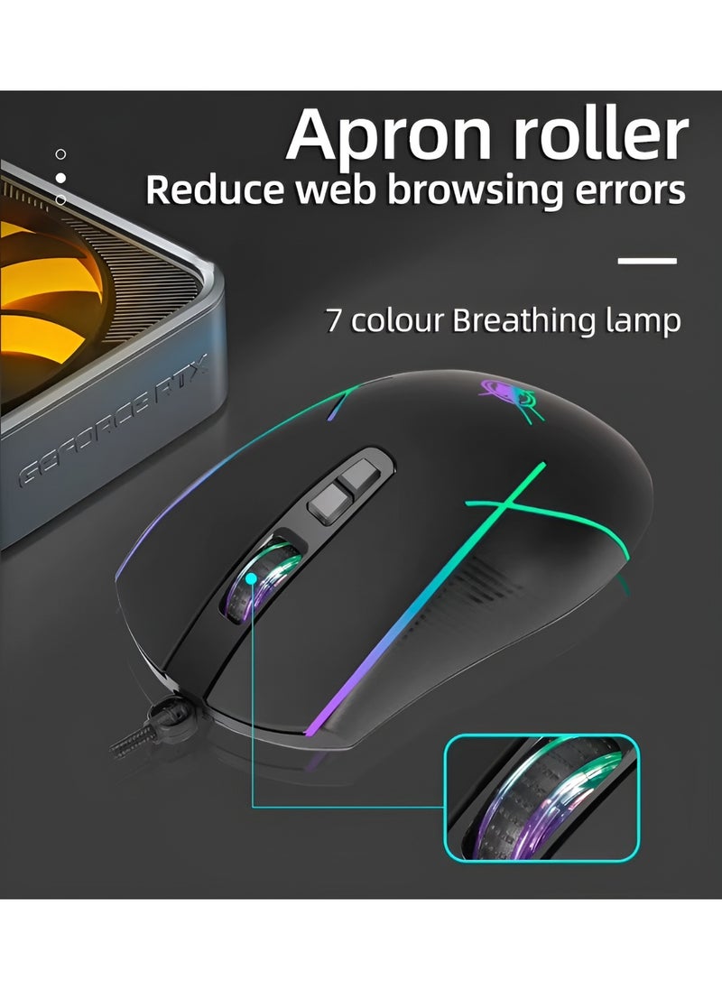 Generic - X1 GAME USB Wired Gaming Mouse  with light rainbow, 3200 DPI, Micro Buttons, and Precision Tracking Technology – Black - Image 1