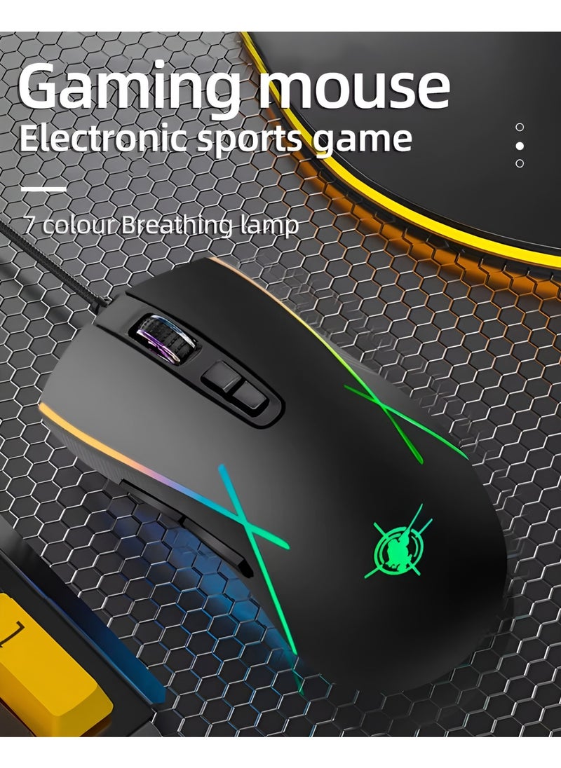 Generic - X1 GAME USB Wired Gaming Mouse  with light rainbow, 3200 DPI, Micro Buttons, and Precision Tracking Technology – Black - Image 1