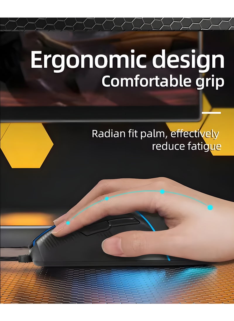 Generic - X1 GAME USB Wired Gaming Mouse  with light rainbow, 3200 DPI, Micro Buttons, and Precision Tracking Technology – Black - Image 1