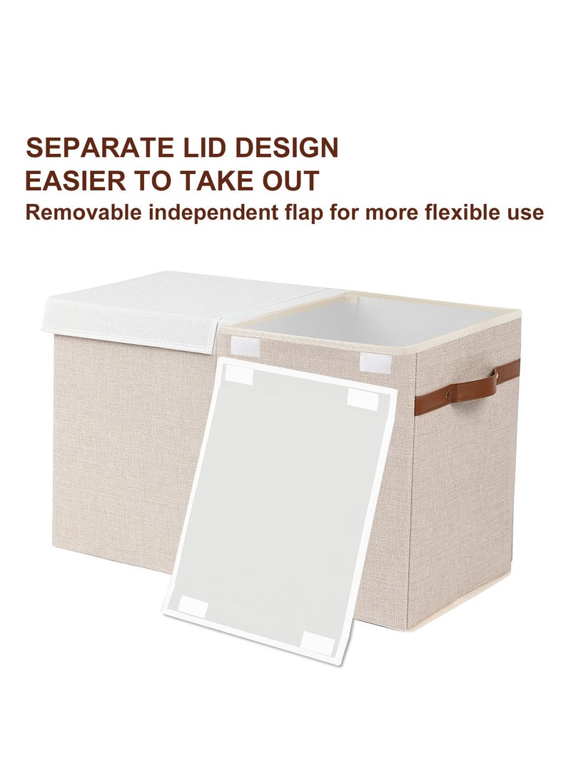 شو وو صندوق ألعاب قابل للطي بسعة كبيرة جدًا، صندوق تخزين منزلي، صناديق تنظيم تخزين الألعاب، حاوية سلال ملابس قابلة للطي مع غطاء، حاوية سلال بمقابض، قلاب مزدوج - Image 3