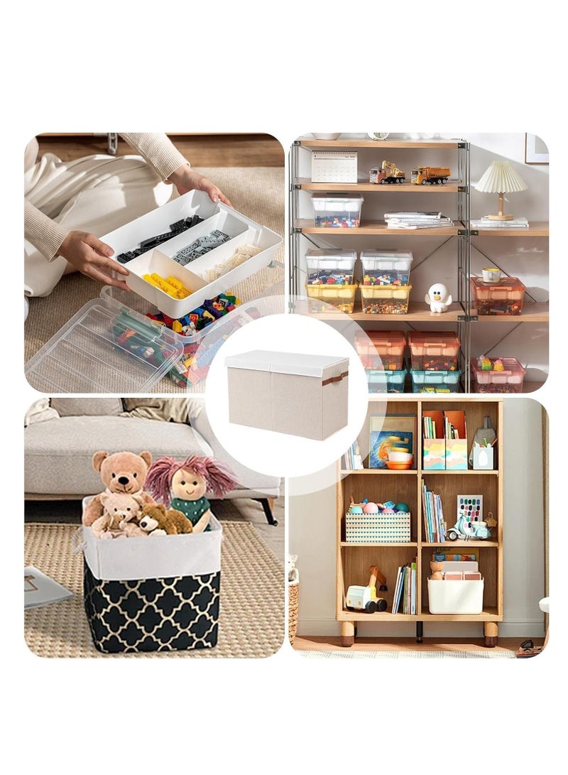 شو وو صندوق ألعاب قابل للطي بسعة كبيرة جدًا، صندوق تخزين منزلي، صناديق تنظيم تخزين الألعاب، حاوية سلال ملابس قابلة للطي مع غطاء، حاوية سلال بمقابض، قلاب مزدوج - Image 5