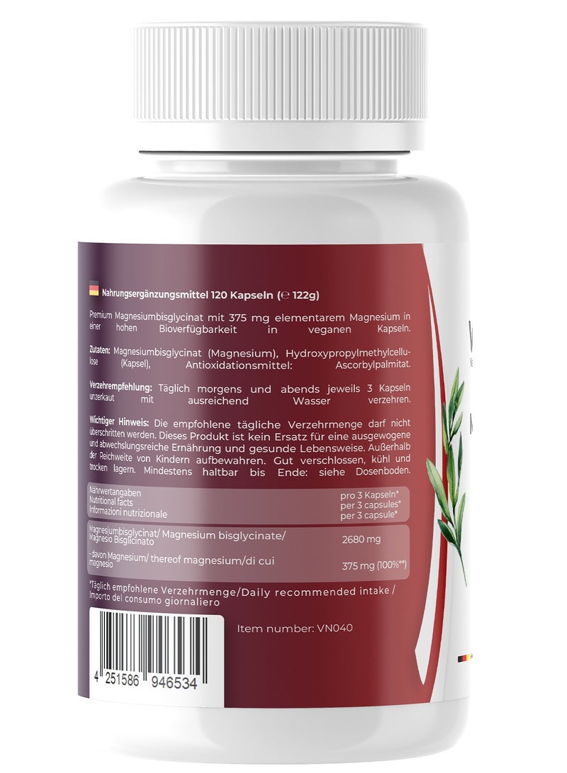 VITASIGN Premium Magnesium Chelate 375mg, 120 Vegan Capsules – Nerve & Muscle Function Support - Image 2