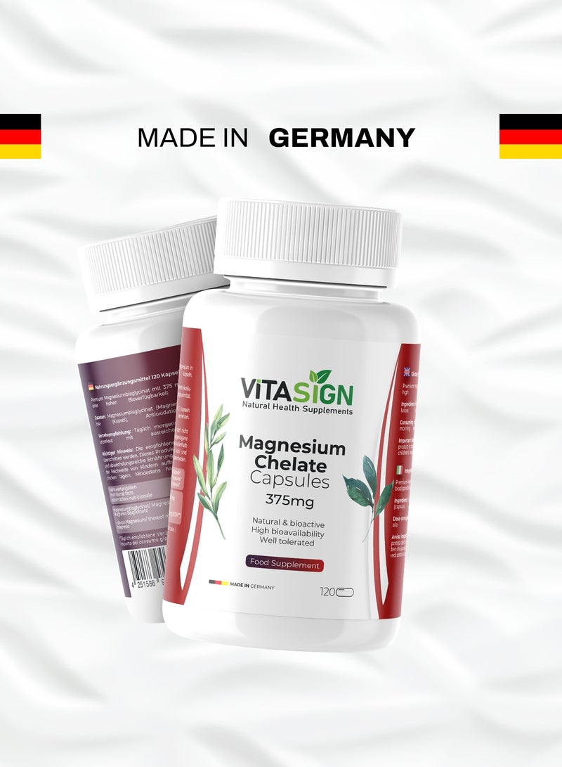 VITASIGN Premium Magnesium Chelate 375mg, 120 Vegan Capsules – Nerve & Muscle Function Support - Image 4