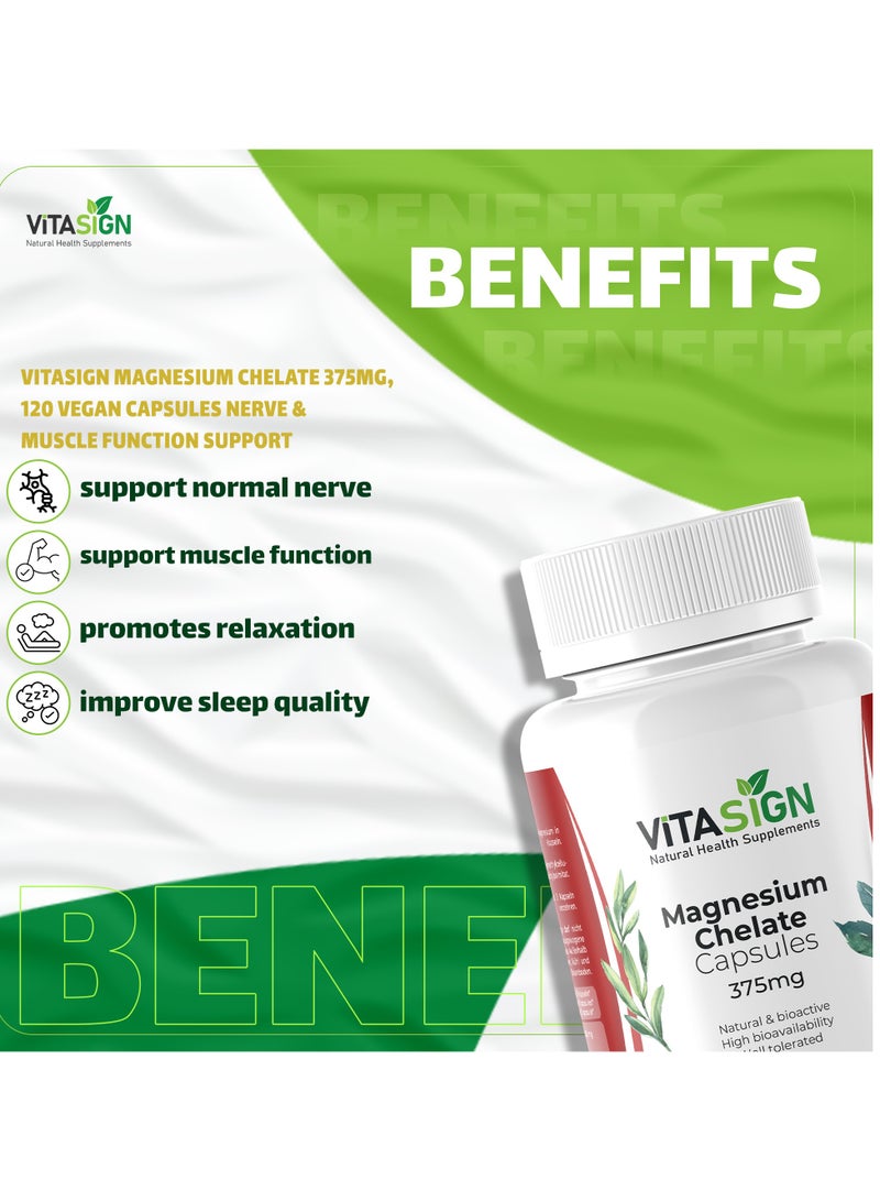 VITASIGN Premium Magnesium Chelate 375mg, 120 Vegan Capsules – Nerve & Muscle Function Support - Image 5