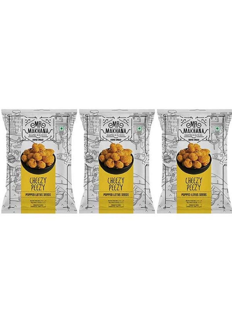 Mr Makhana Cheezy Peezy Popped Lotus Seeds 75 Grams Pack of 3  - Image 1