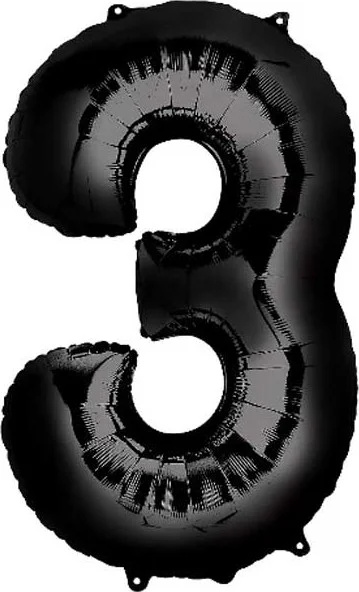Partioutlet 3 Number Foil Balloon Black 100 cm