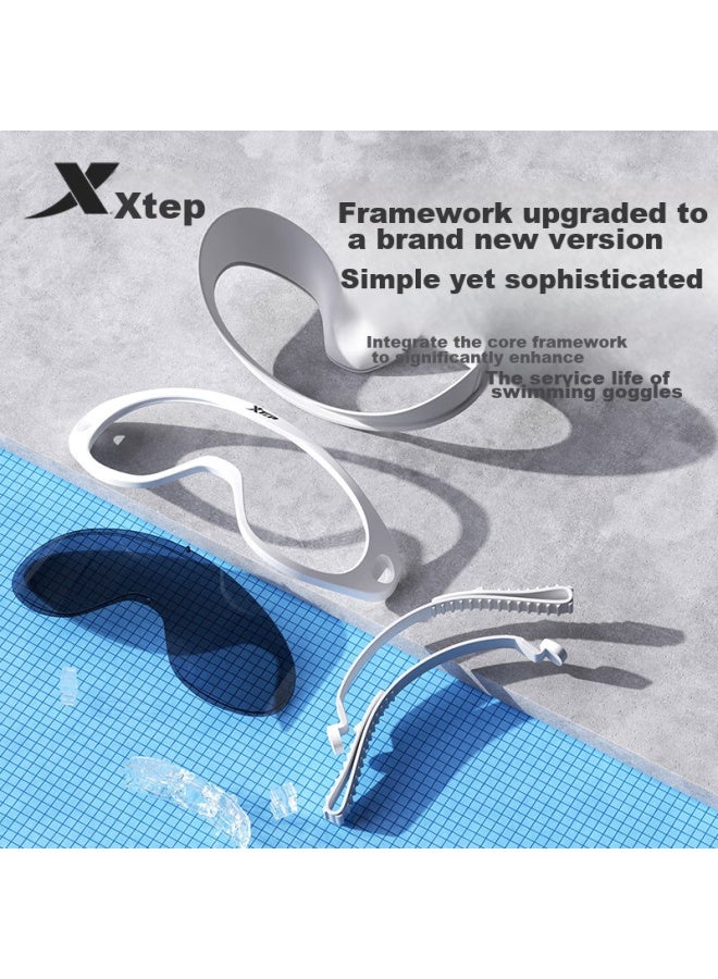 Xtep Adult Nearsighted Swimming Goggles For Men And Women, High-definition Anti-fog Waterproof Large Frame Professional Diving Swimming Gl, Black And White, 500 Degrees - Image 4